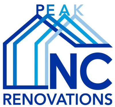 Peak Inc Renovations logo with stylized rooftops